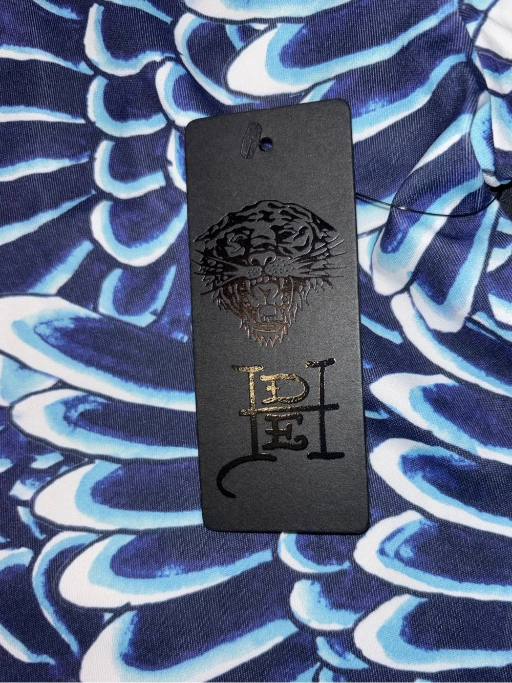 Ed Hardy Crop Top and Leggings Set Blue Feather Wing Print Women’s Size Small